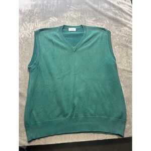 Titleist‎ by Corbin Ltd Mens Green V Neck Knit Vest Sweater XL 100% Cotton